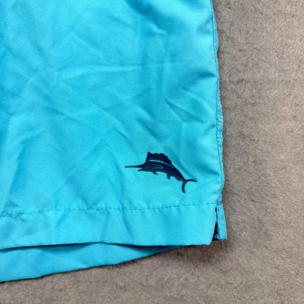 Tommy Bahama Mens XL Cyan Blue Cargo Swim Trunks Marlin Logo Board Shorts 36x8